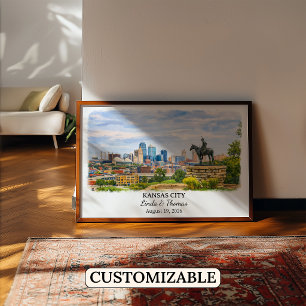 Kansas City Kansas Poster, Aquarell, Maßgeschneide Poster
