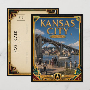 Kansas City Kansas Vintage Art Deco Golden Age Postkarte
