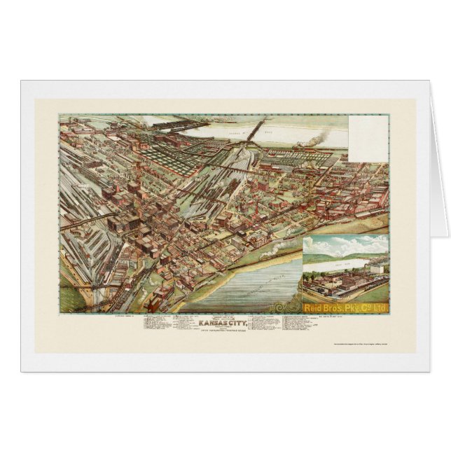 Kansas City, KS panoramische Karte - 1895 (Vorderseite (Horizontal))