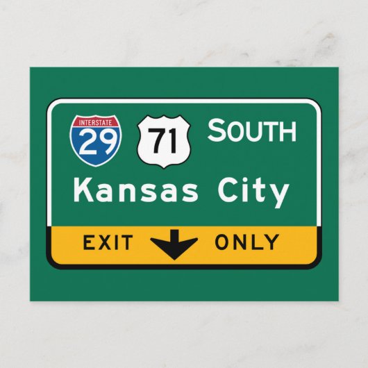 Kansas City, KS Road Sign Postkarte (Vorderseite)