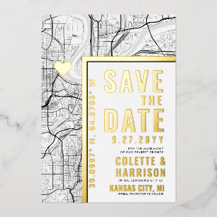 Kansas City Love Locator Hochzeit Vormerkung Folieneinladung
