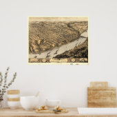 Kansas City Missouri 1869 Antike Panoramakarte Poster (Küche)
