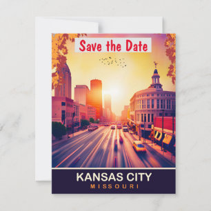 Kansas City, Missouri, Reise-Postkarte,  Save The Date