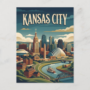 Kansas City Missouri River Retro Vintage Poster Postkarte