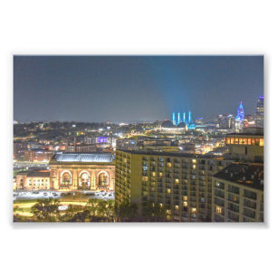Kansas City, Missouri, Skyline bei Nacht Fotodruck