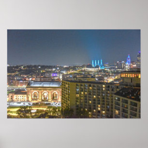 Kansas City, Missouri, Skyline bei Nacht Poster