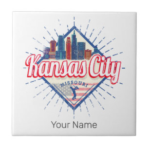 Kansas City Missouri United Staaten Skyline Vintag Fliese