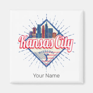 Kansas City Missouri United Staaten Skyline Vintag Magnet