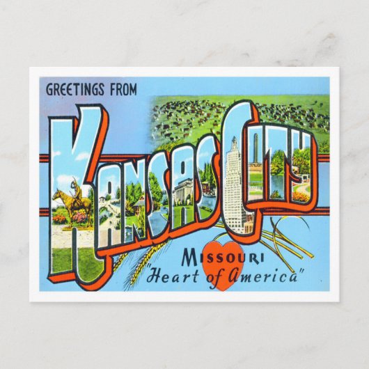 Kansas City, Missouri Vintag Big Letters Postcard Postkarte (Vorderseite)