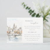 Kansas City Missouri Watercolor Hochzeitsempfang Begleitkarte (Stehend Vorderseite)