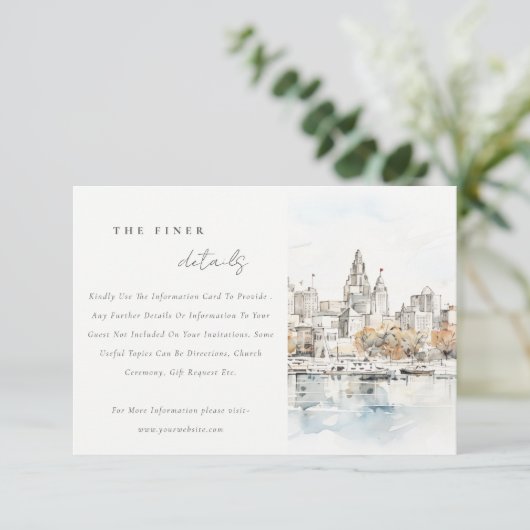 Kansas City Missouri Watercolor Wedding Details Begleitkarte (Stehend Vorderseite)