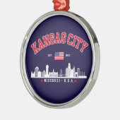 Kansas City Modern Skyline Souvenir Ornament Aus Metall (Links)