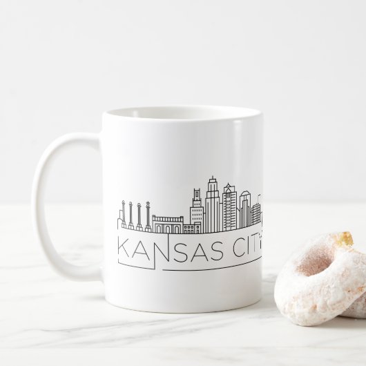 Kansas City, Nebraska| City Stylized Skyline Kaffeetasse (Mit Donut)