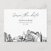 Kansas City Save the Date Postcard Elegante Hochze Postkarte (Vorderseite)