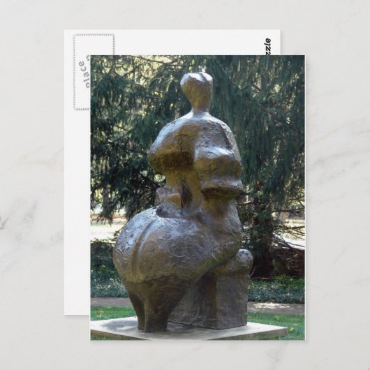 Kansas City Skulptur im Park Eine sitzende Frau Postkarte (Vorne/Hinten)