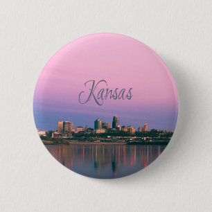 Kansas City Sky Line Sunset Button