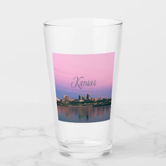 Kansas City Sky Line Sunset Glas (Vorderseite)