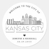 Kansas City Skyline | Begrüßungsnachricht Runder Aufkleber (Vorderseite)