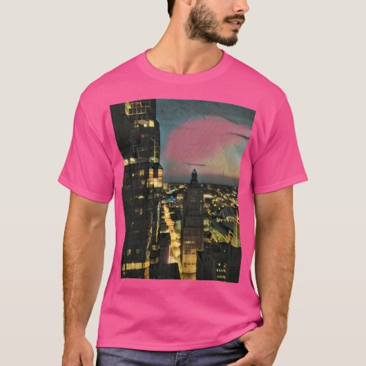 Kansas City Skyline bei Dämmerung T-Shirt (Vorderseite)