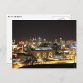 Kansas City Skyline bei der Nachtpostkarte Postkarte (Vorne/Hinten)