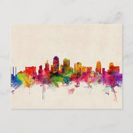 Kansas City Skyline Cityscape Postkarte (Vorderseite)