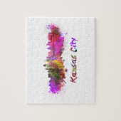 Kansas City Skyline in Aquarell Puzzle (Vertikal)