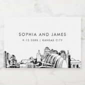 Kansas City Skyline Mini Schaumweinetikett (Einzelnes Label)