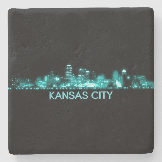 Kansas City Skyline Steinuntersetzer (Vorderseite)