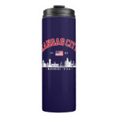 Kansas City Skyline | Vintage American Flag Thermosbecher (Vorderseite)