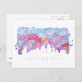 Kansas City Skyline Watercolor Postkarte (Vorne/Hinten)