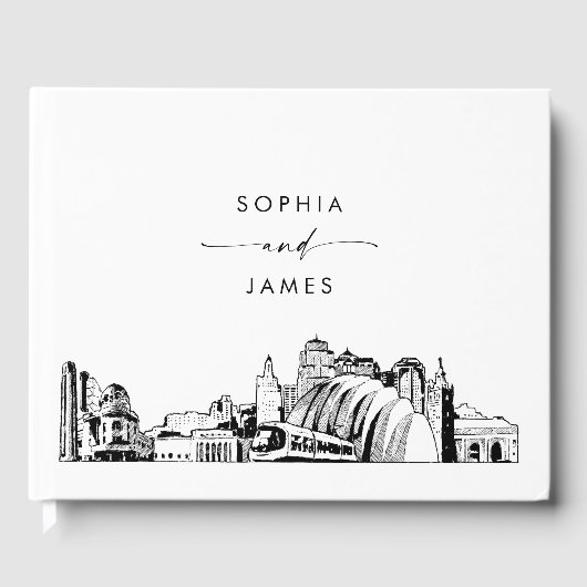 Kansas City Skyline Wedding Guest Book Gästebuch (Vorderseite)