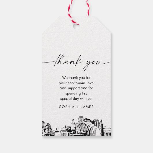 Kansas City Skyline Wedding Vielen Dank für Ihre U Geschenkanhänger (Rückseite)