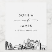 Kansas City Skyline Weinetikett (Einzelnes Label)