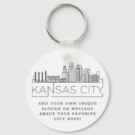 Kansas City Stylized Skyline | Benutzerdefinierter Schlüsselanhänger