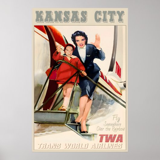 Kansas City TWA Trans World Airlines New Retro Poster (Vorne)