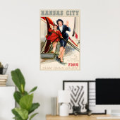 Kansas City TWA Trans World Airlines New Retro Poster (Heimbüro)