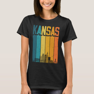 Kansas City USA Retro Vintage Sonnenuntergang Skyl T-Shirt