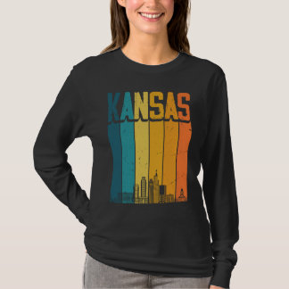 Kansas City USA Retro Vintage Sonnenuntergang Skyl T-Shirt