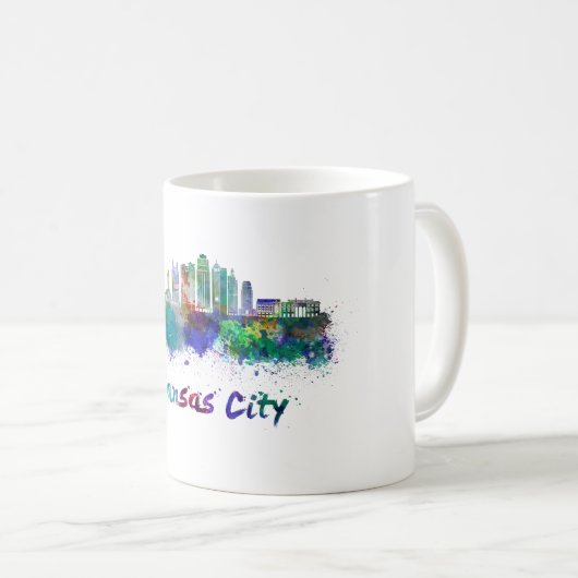 Kansas City V2 skyline im Watercolor Kaffeetasse (VorderseiteRechts)
