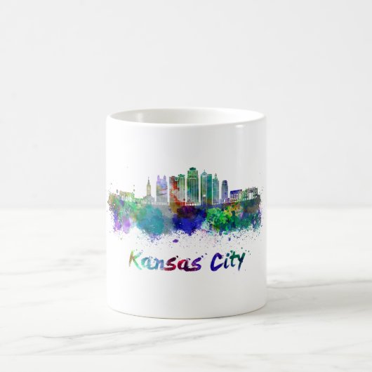 Kansas City V2 skyline im Watercolor Kaffeetasse (Mittel)