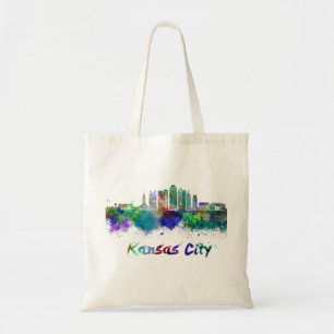 Kansas City V2 skyline im Watercolor Tragetasche