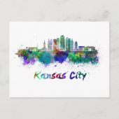 Kansas City V2 Skyline in Aquarellfarben Postkarte (Vorderseite)