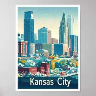 Kansas City Vintage-Reiseillustration Poster