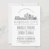 Kansas City Wedding | Stilisierte Skyline-Einladun Einladung (Vorderseite)