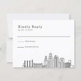 Kansas City Wedding | Stilisierte Skyline-UAWG RSVP Karte