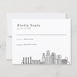 Kansas City Wedding   Stilisierte Skyline-UAWG RSVP Karte