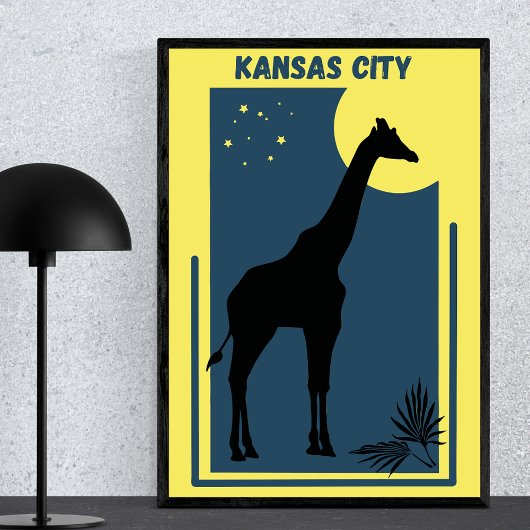 Kansas City Zoo Missouri Vintage Giraffe Poster