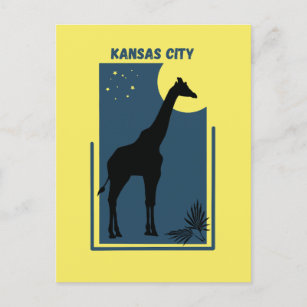Kansas City Zoo Missouri Vintage Giraffe Postkarte