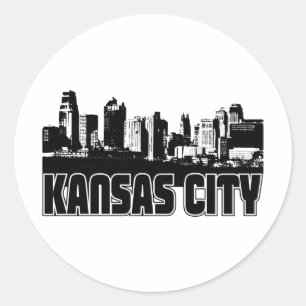 Kansas- CitySkyline Runder Aufkleber