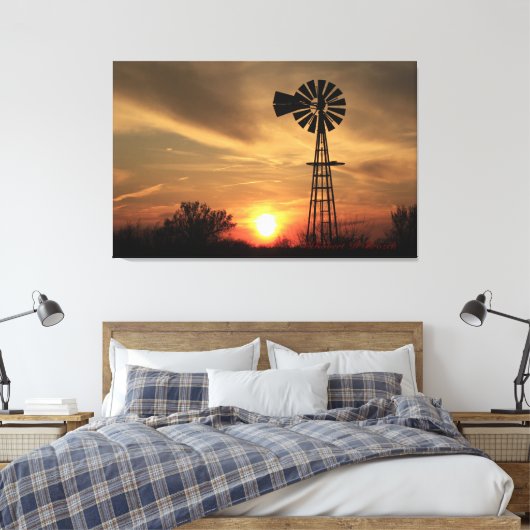 Kansas Country Windmill Leinwanddruck (Insitu (Schlafzimmer))